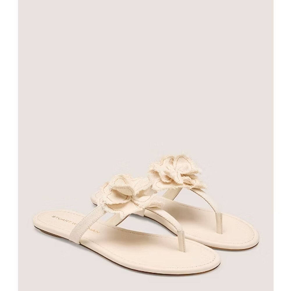 NWT Stuart Weitzman Cream RIO T-STRAP SANDAL Size 5.5